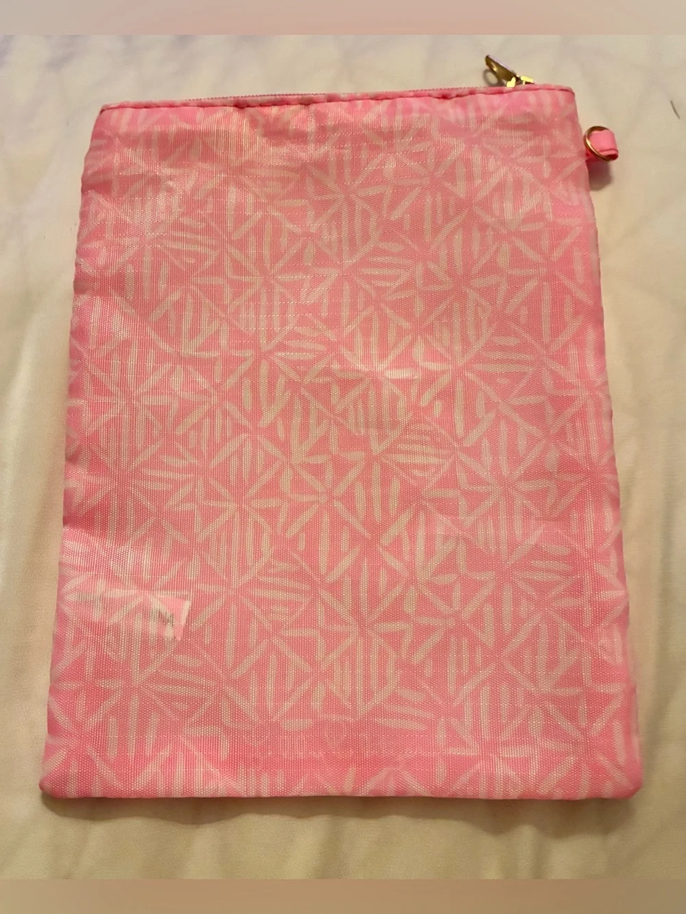 Lilly Pulitzer Pink Teal Floral Clear Beach Bag Set with Gold Trim - 5 pieces